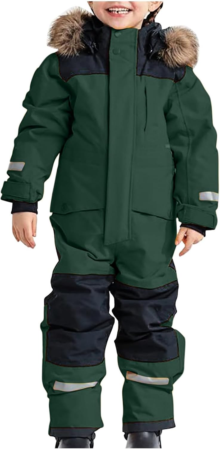 Kids Insulated Snow Bib Overalls Winter Snow Suit Girls Ski Suit Outdoor Waterproof Snowboard Coveralls Boy Snowsuit