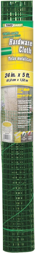 – 1/2 in. Mesh Welded Wire Fence Hardware Cloth – 24 in. x 5 ft. – 19‑Gauge Green Vinyl Coated Steel – for Garden