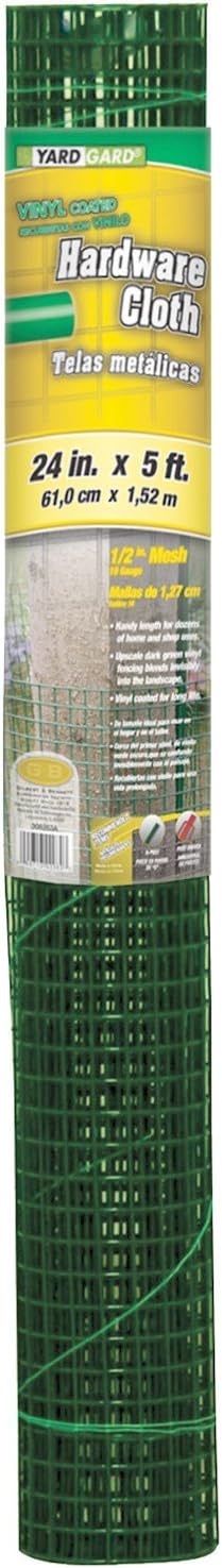 – 1/2 in. Mesh Welded Wire Fence Hardware Cloth – 24 in. x 5 ft. – 19‑Gauge Green Vinyl Coated Steel – for Garden