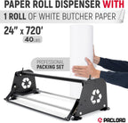 24" Paper Dispenser with Cutter + White Butcher Paper Roll