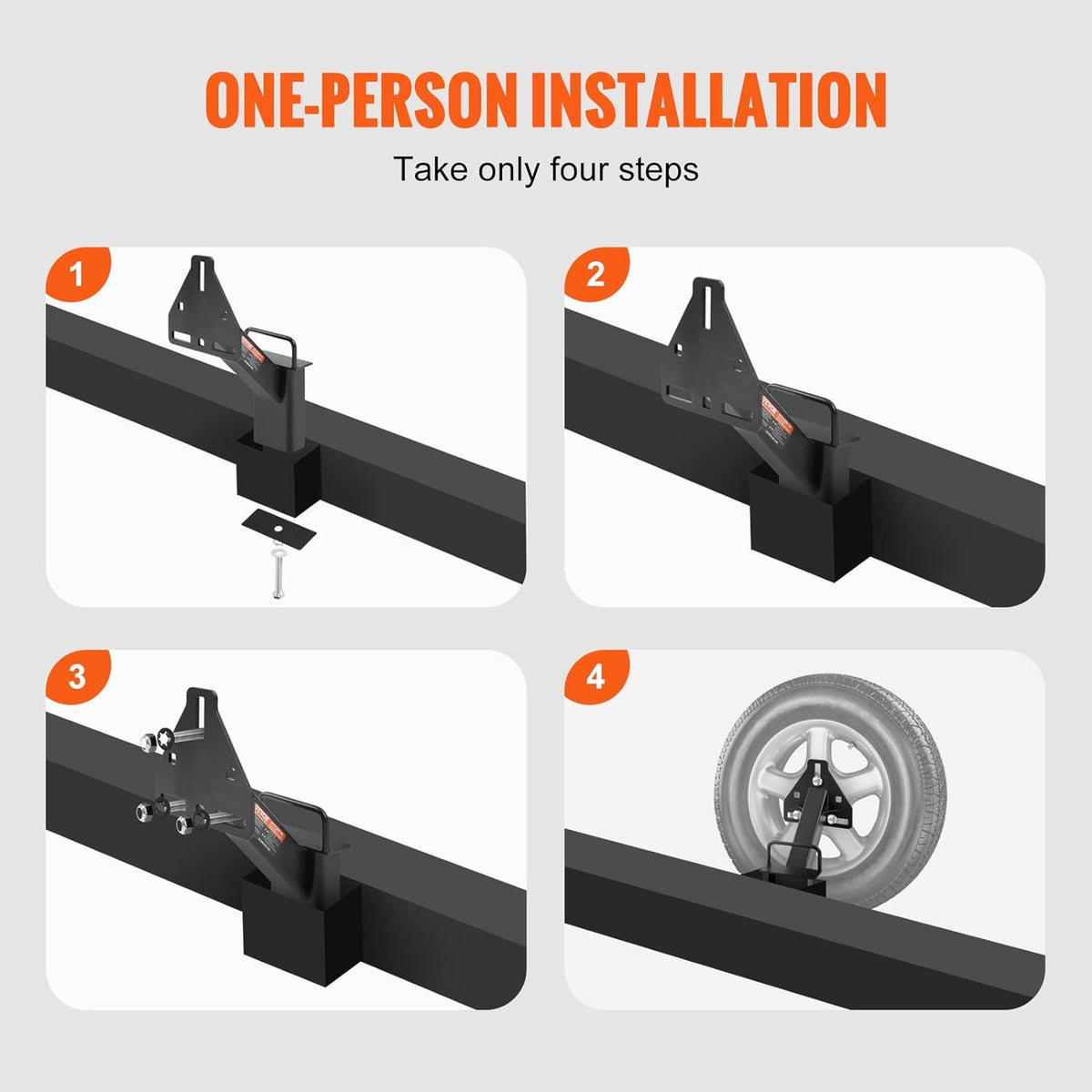 Spare Tire Carrier, Trailer Spare Tire Mount, 160 lbs Capacity, Utility Trailer Accessories Fits Most 4 & 5 & 6 & 8