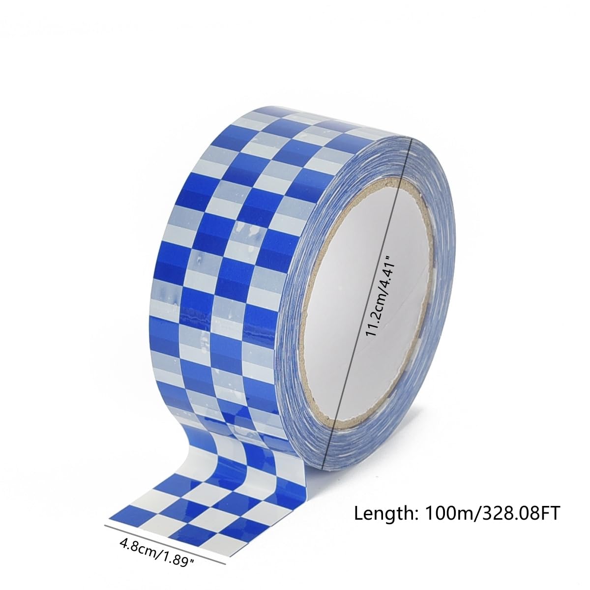 Checkered Flag Tape 1 Rolls Packing Tape Blue White Decorative Checkerboard Pattern Packaging Tape 1.89in x 328ft