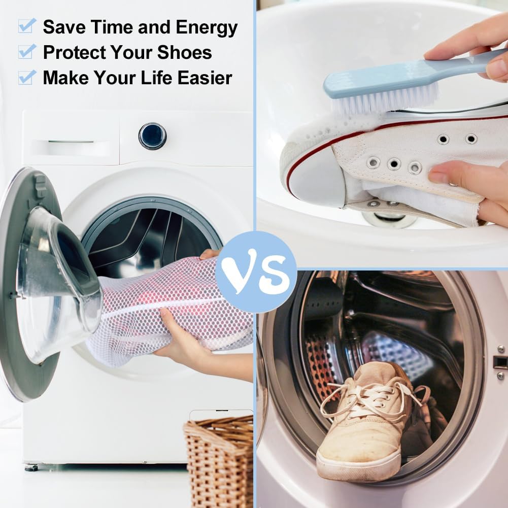 Shoe Washing Machine Bag, 2 Pack Honeycomb Mesh Laundry Bag with Zipper for Sneakers, Running Shoes, Sock, Bras