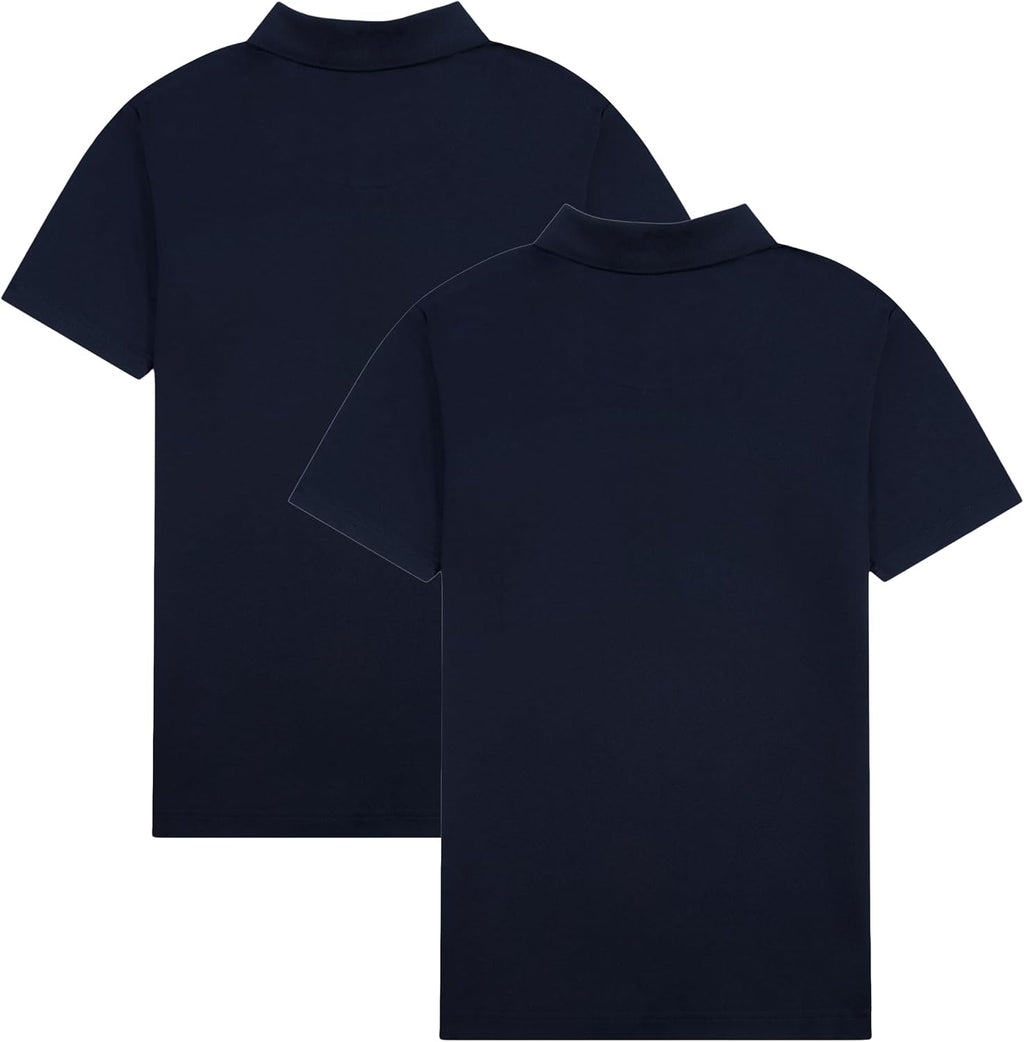 Boys' School Uniform Short Sleeve Performance Polo, 2-Pack