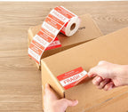 Label Tek 3 x 2 Inch Packaging Stickers, 500 Premium Shipping Labels - Handle with Care, Sustainable, Red and White