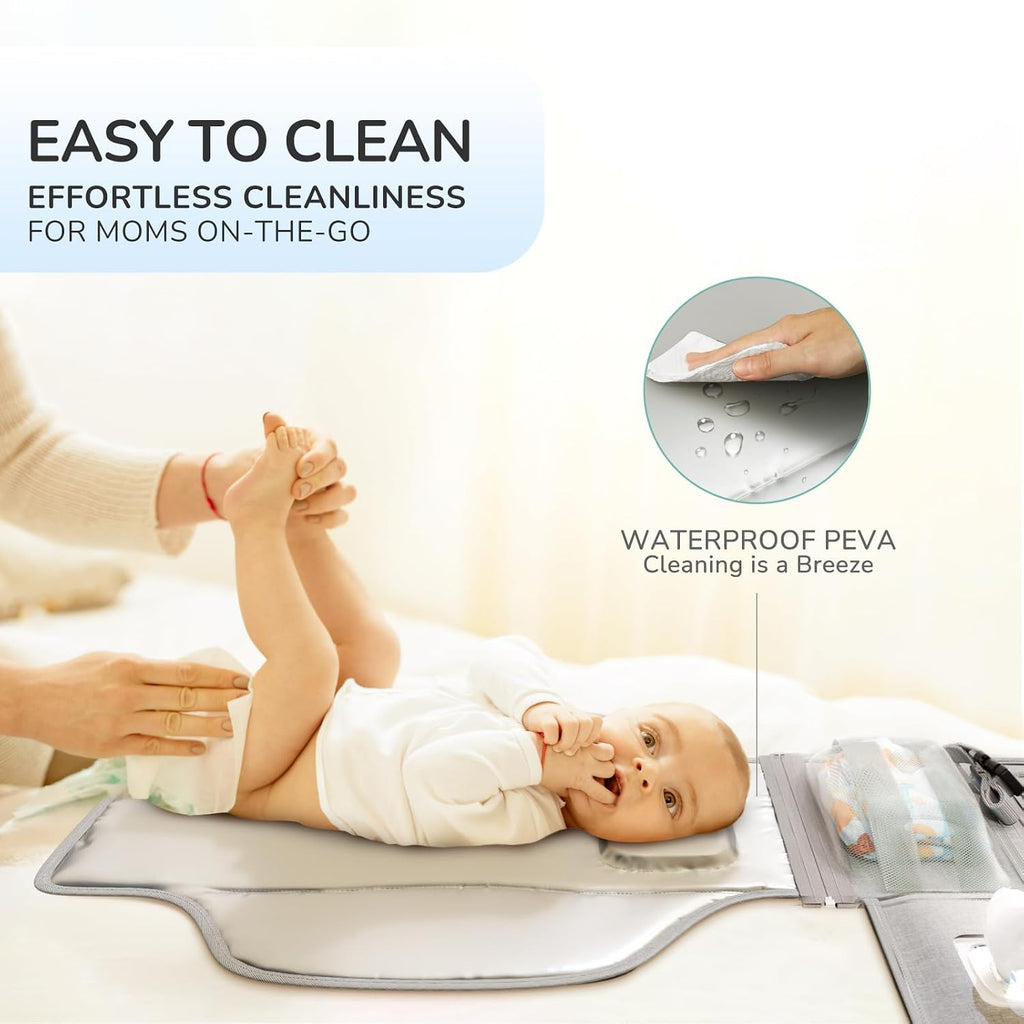 Portable Diaper Changing Pad with Shoulder Strap, Detachable Travel Changing Pad with Baby Wipes Pocket, Gifts for