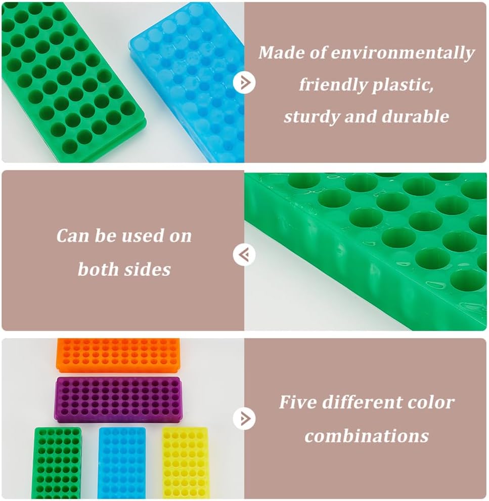 5PCS Polypropylene Microcentrifuge Tube Rack, Double Panel 60-Well Centrifuge Test Tube Holder for Chemistry