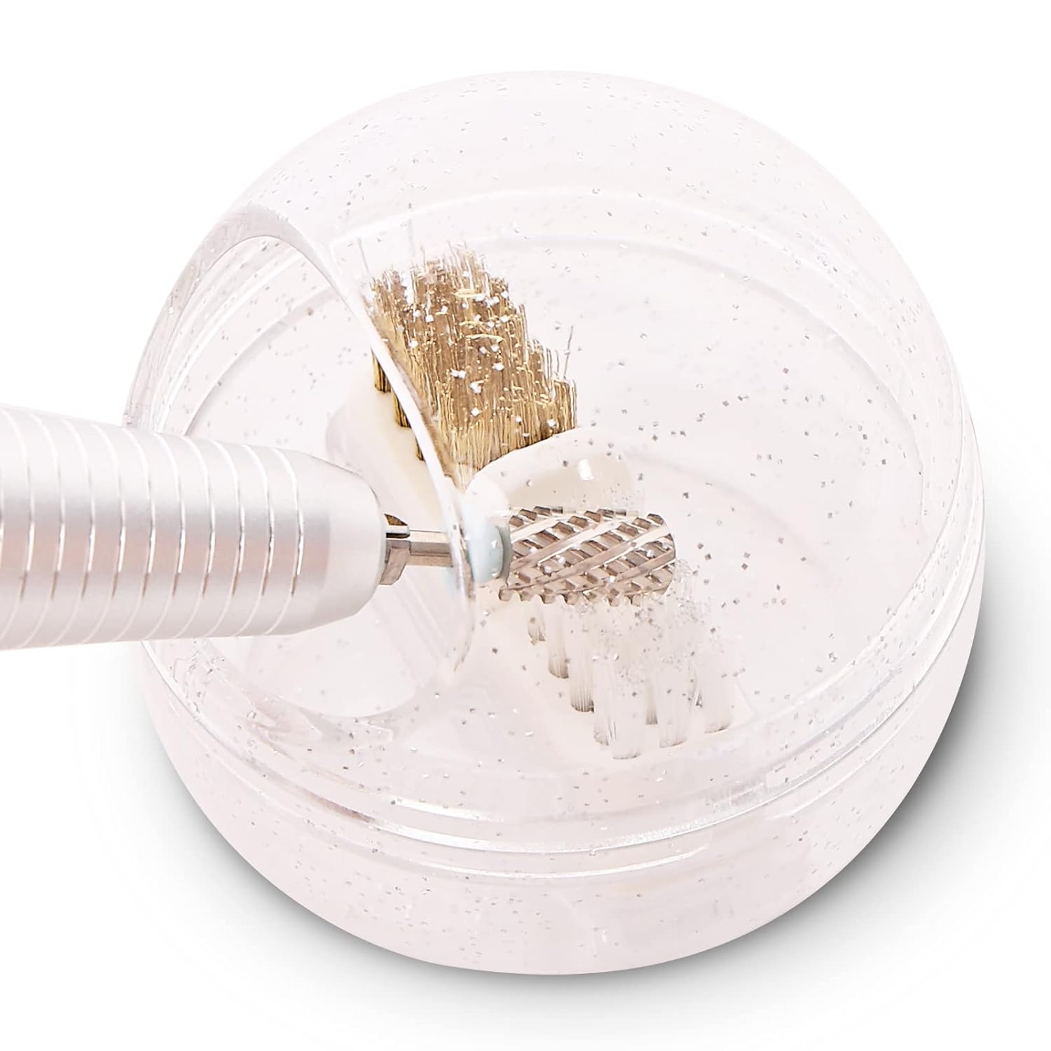 Nail Drill Bits Cleaner Brush Case Accessories with Clear Cover for Cleaning Tungsten Carbide Ceramic Nail Drill Bits