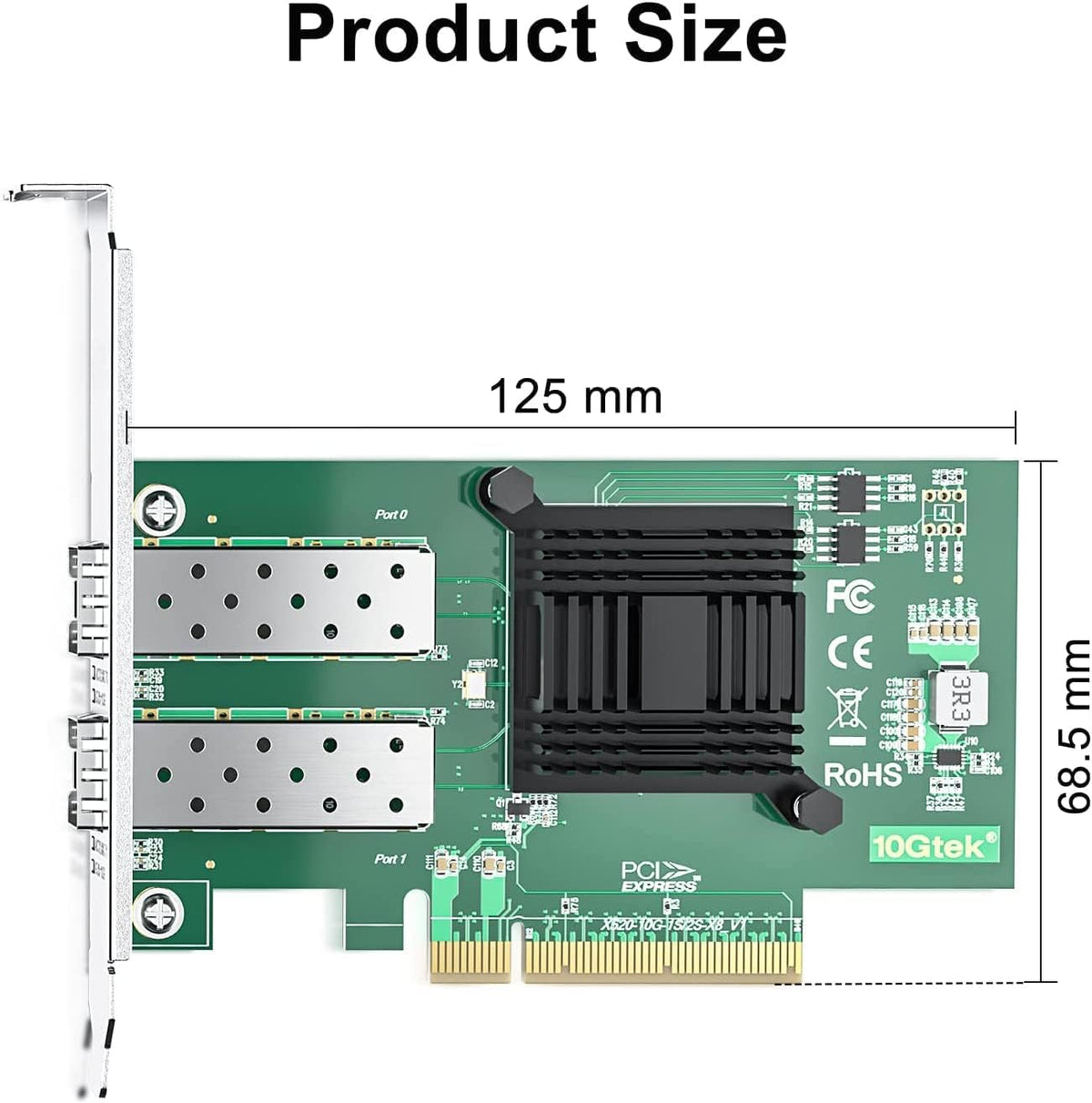10Gtek 10Gb PCI-E NIC Network Card, Dual SFP+ Port, with Intel 82599ES Controller, PCI Express Ethernet LAN Adapter Support Windows Server/Linux/VMware, Compare to Intel X520-DA2(E10G42BTDA)