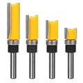 Pattern Flush Trim Bit 4 Pcs Router Bits，Top Bearing Flush Trim Bits Set，1/4 Inch Shank ,Cutting Length 1/2", 3/4"