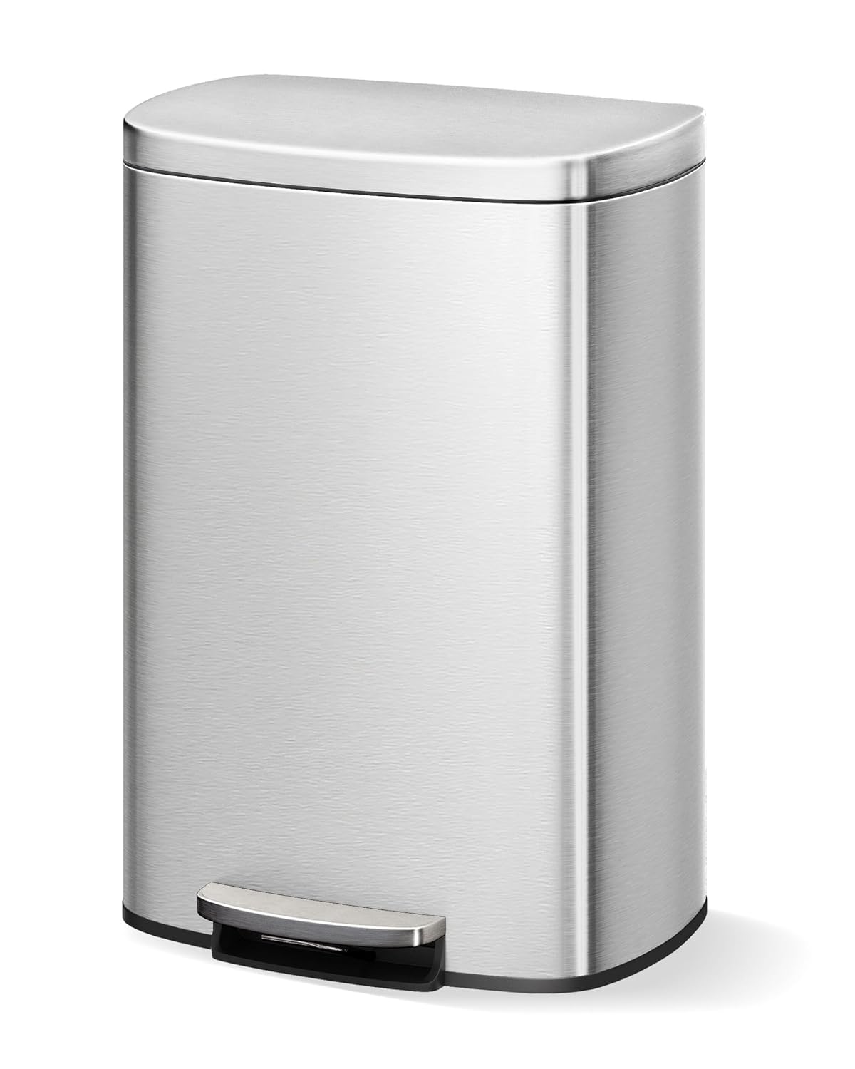 Stainless Steel Kitchen Trash Can, 13 Gal / 50 L Step-On Garbage Bin with Soft Close Lid, Large Rustproof Metal Trash