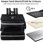 Insulated Food Delivery Backpack with Cup Holders, Expandable Bag