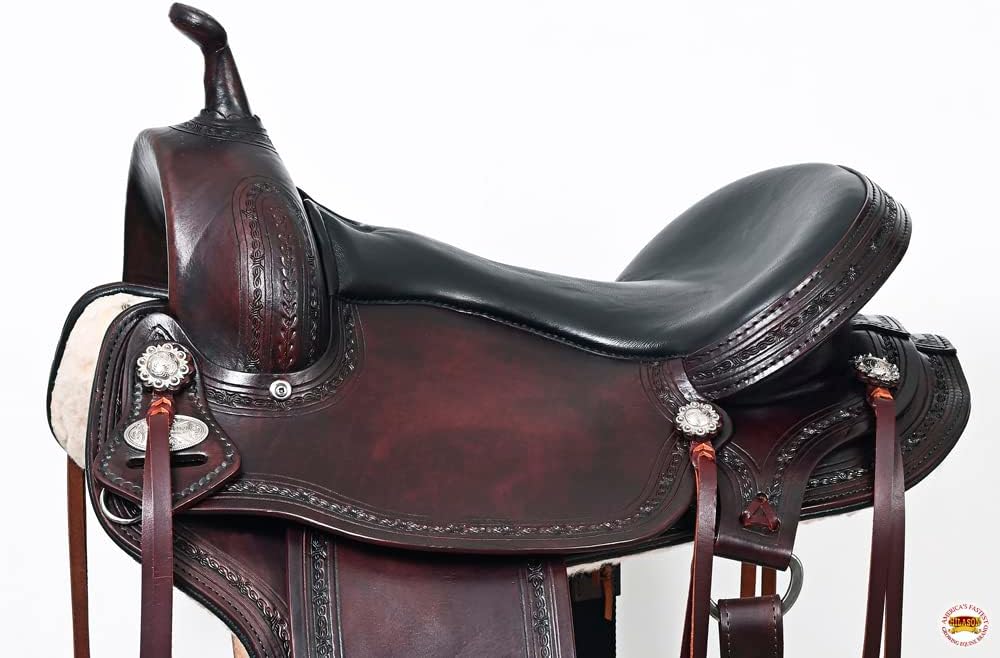 Hand-Tooled Flex Tree Western Saddle Dark Brown Trail