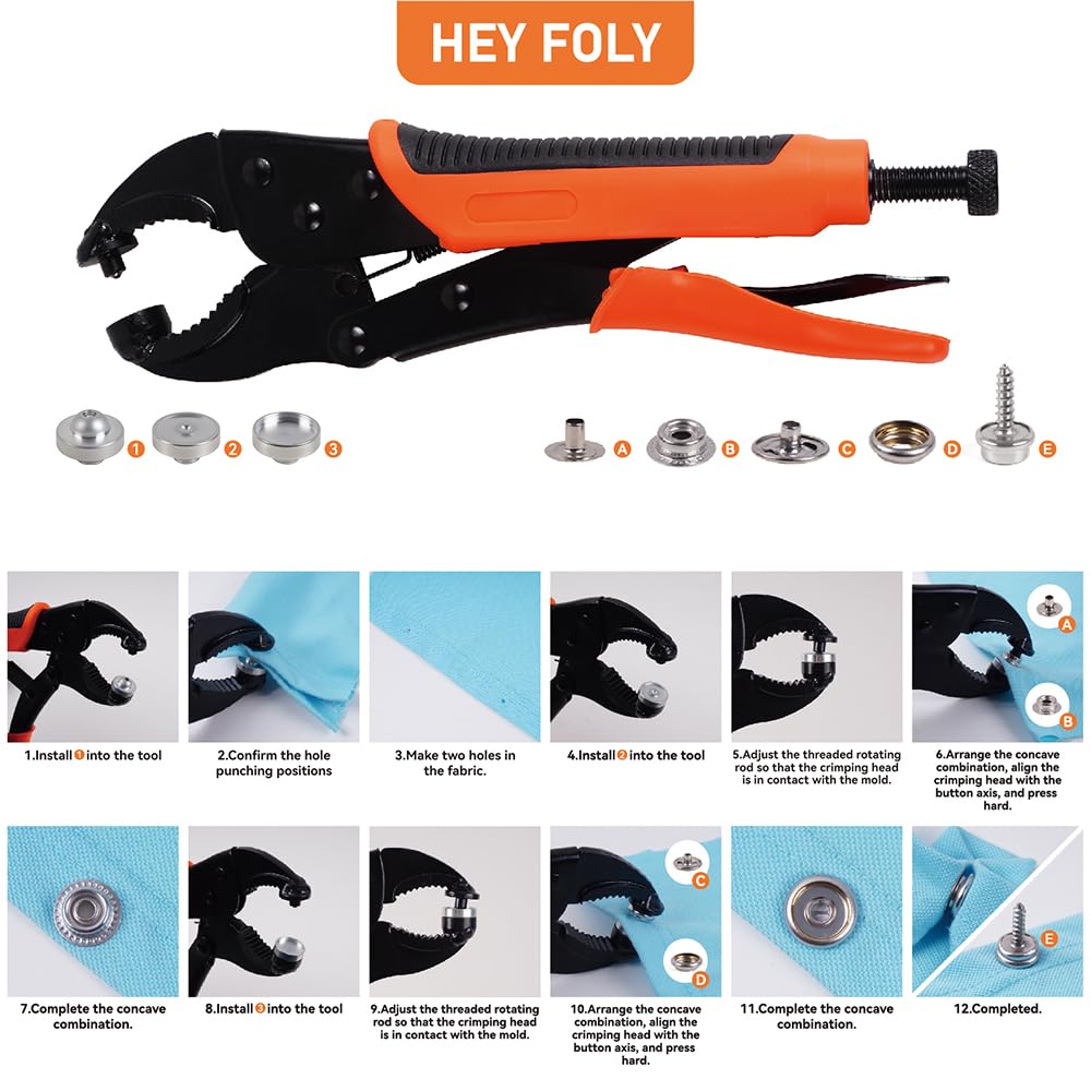 Heavy Duty Snap Fastener Tool with 140 pcs