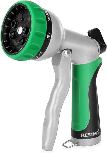 Garden Hose Nozzle, Heavy Duty Metal Water Hose Nozzle with 7 Adjustable Spray Patterns, High Pressure Hand Sprayer