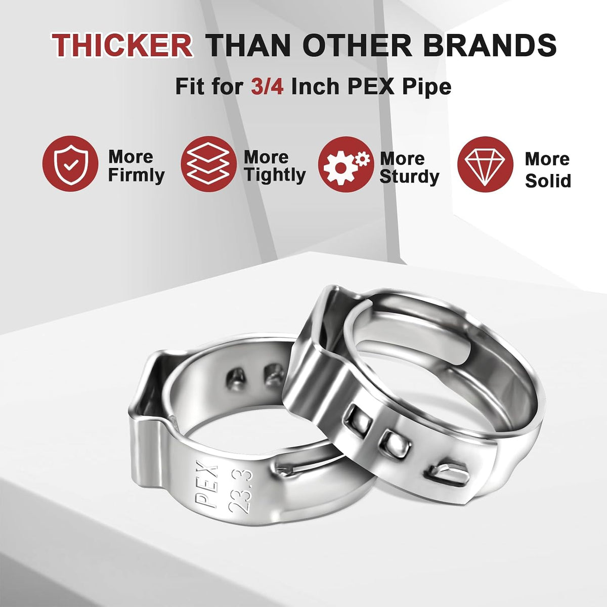 60 Pack 3/4 Inch PEX Crimp Rings, 304 Stainless Steel Pex Clamps
