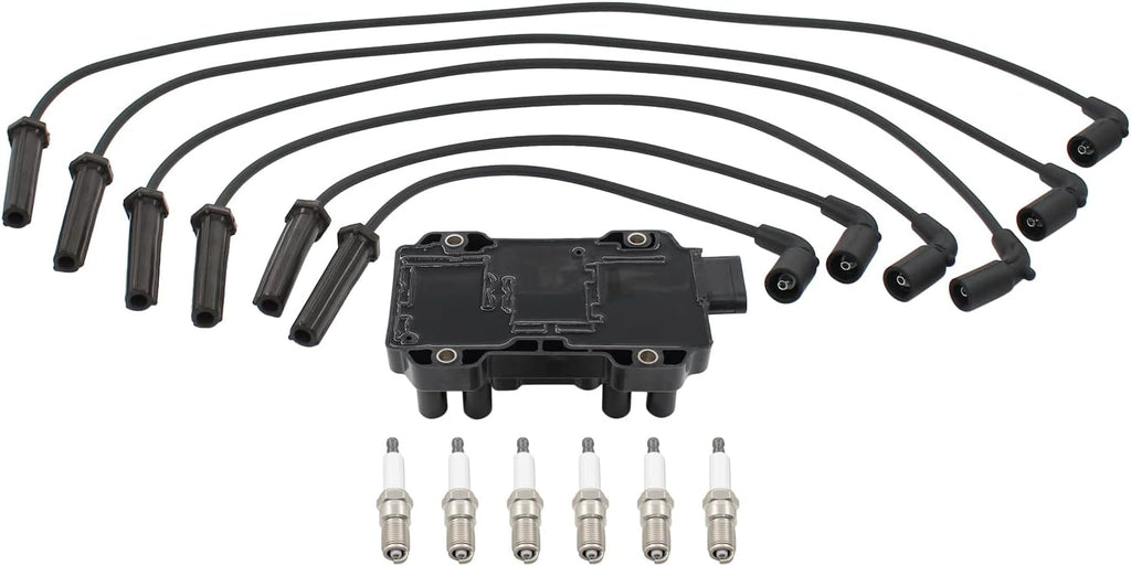 Ignition Coil and Spark Plug Wires Set for Chevy GMC Buick Pontiac