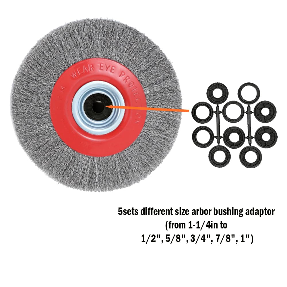 8in Wire Wheel Brush for Bench Grinder, Coarse Crimped Steel-1pcs