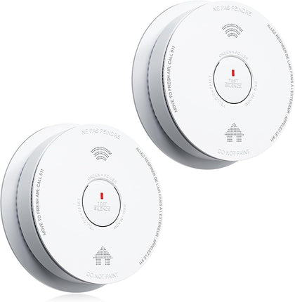 Smoke Detector 10 Year Battery Operated, Smoke Alarm with Photoelectric and Rlectrochemical Sensors, Fire Alarm with