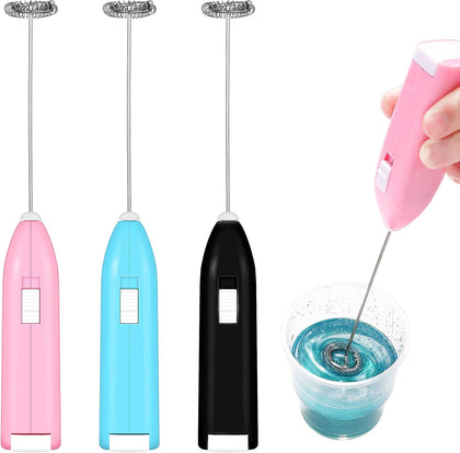 3 Pieces Epoxy Resin Stirrer Mixing Stick, Pink, Blue, Black | Battery Operated, Handheld, Stainless Steel Head