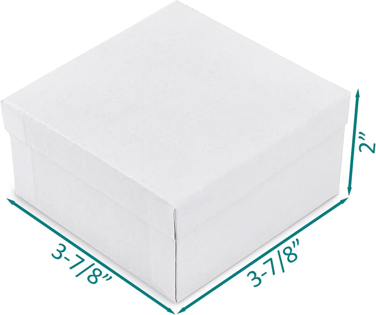 TheDisplayGuys 25 Cardboard Jewelry Gift Boxes with Inserts - Matte White