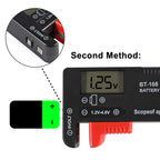 2 Pack Battery Tester, Digital LCD Universal Battery Checker for AA AAA C D 9V 3.7V 1.5V Button Cell Household Batteries
