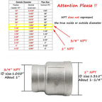 Beduan 304 SS Reducer Coupling 1 x 3/4 Female NPT Reducing Pipe Fitting
