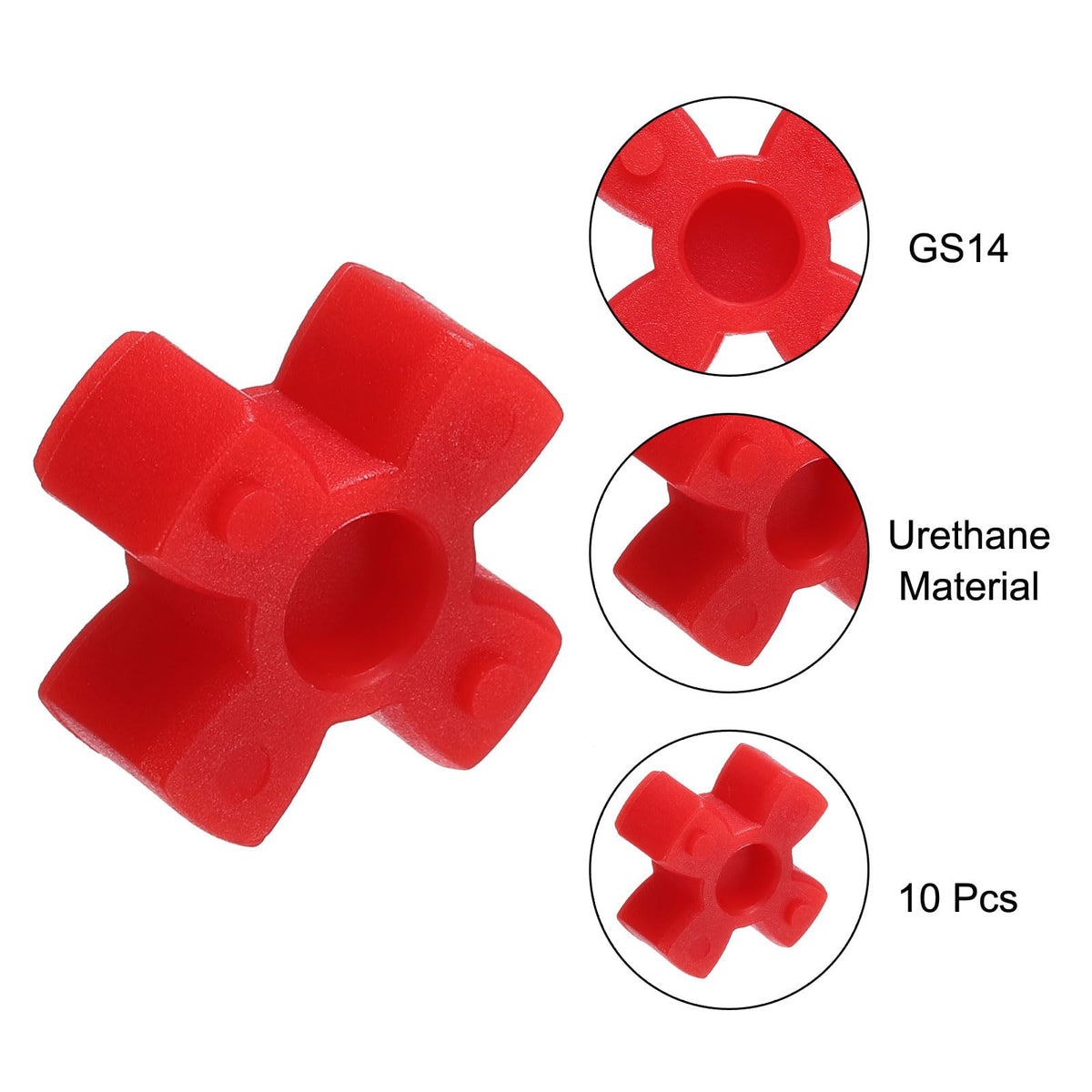 uxcell 10pcs GS14 Coupling Insert, Urethane Flexible Solid Type Jaw Coupling Center Insert for L-Jaw Couplings L-Jaw Couplers Set, Red