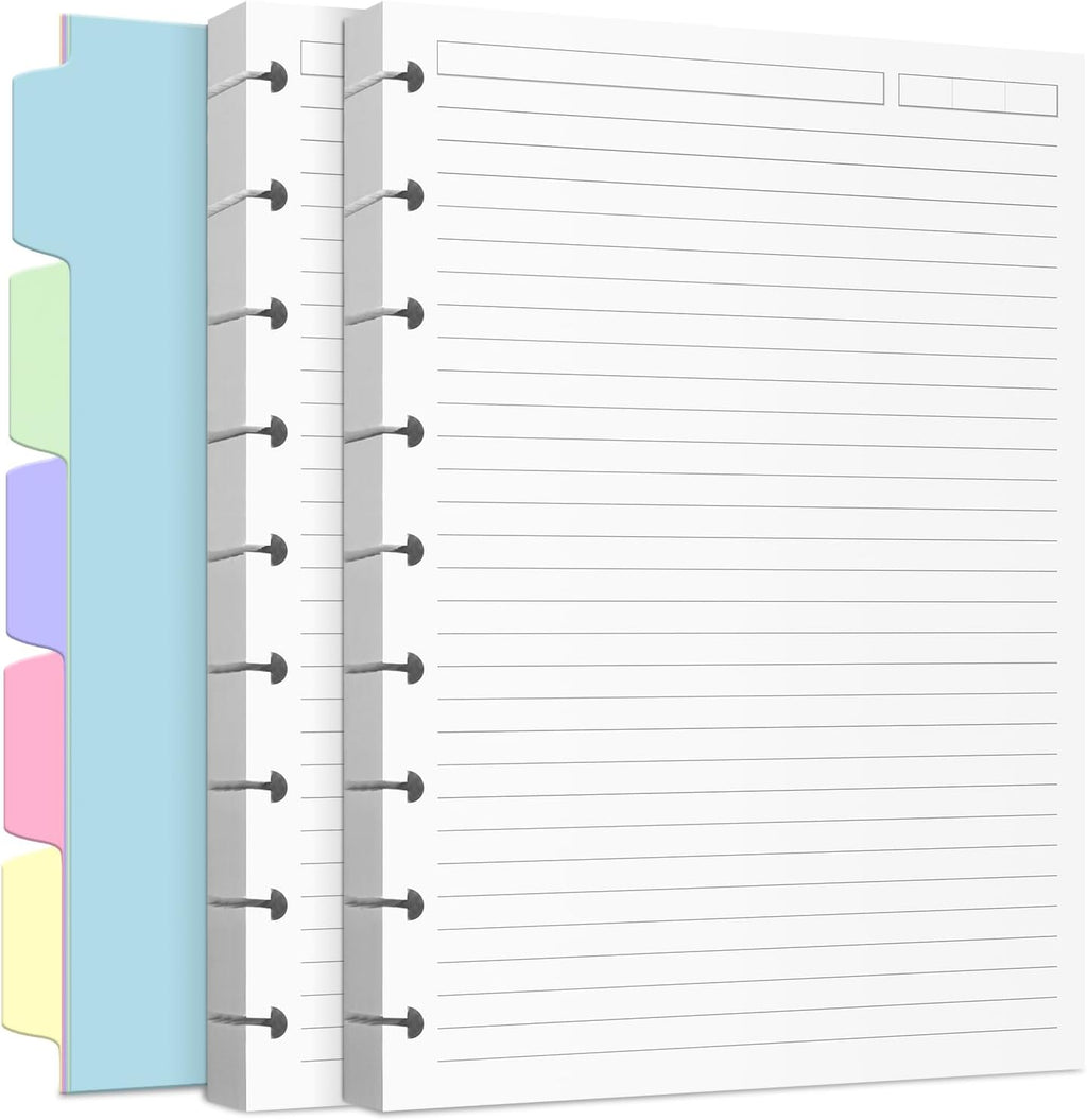 Discbound Refill Paper, Classic Size (7" x 9.25") Disc Paper Refill for Note-Taking System Discbound Planner Inserts