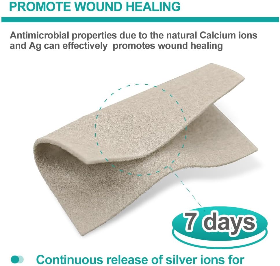 Upgrade Silver Calcium Alginate Wound Dressing -Silver-Infused Alginate Non Stick Gauze, Highly Absorbent Sterile