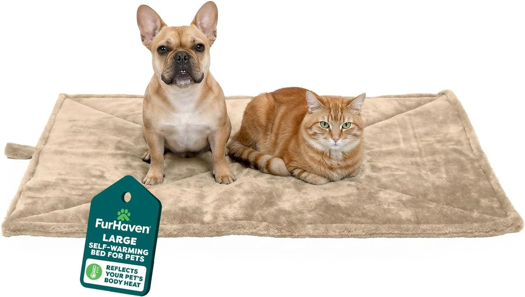 ThermaNAP Self-Warming Cat Bed for Indoor Cats & Large/Medium Dogs, Washable & Reflects Body Heat - Quilted Faux Fur