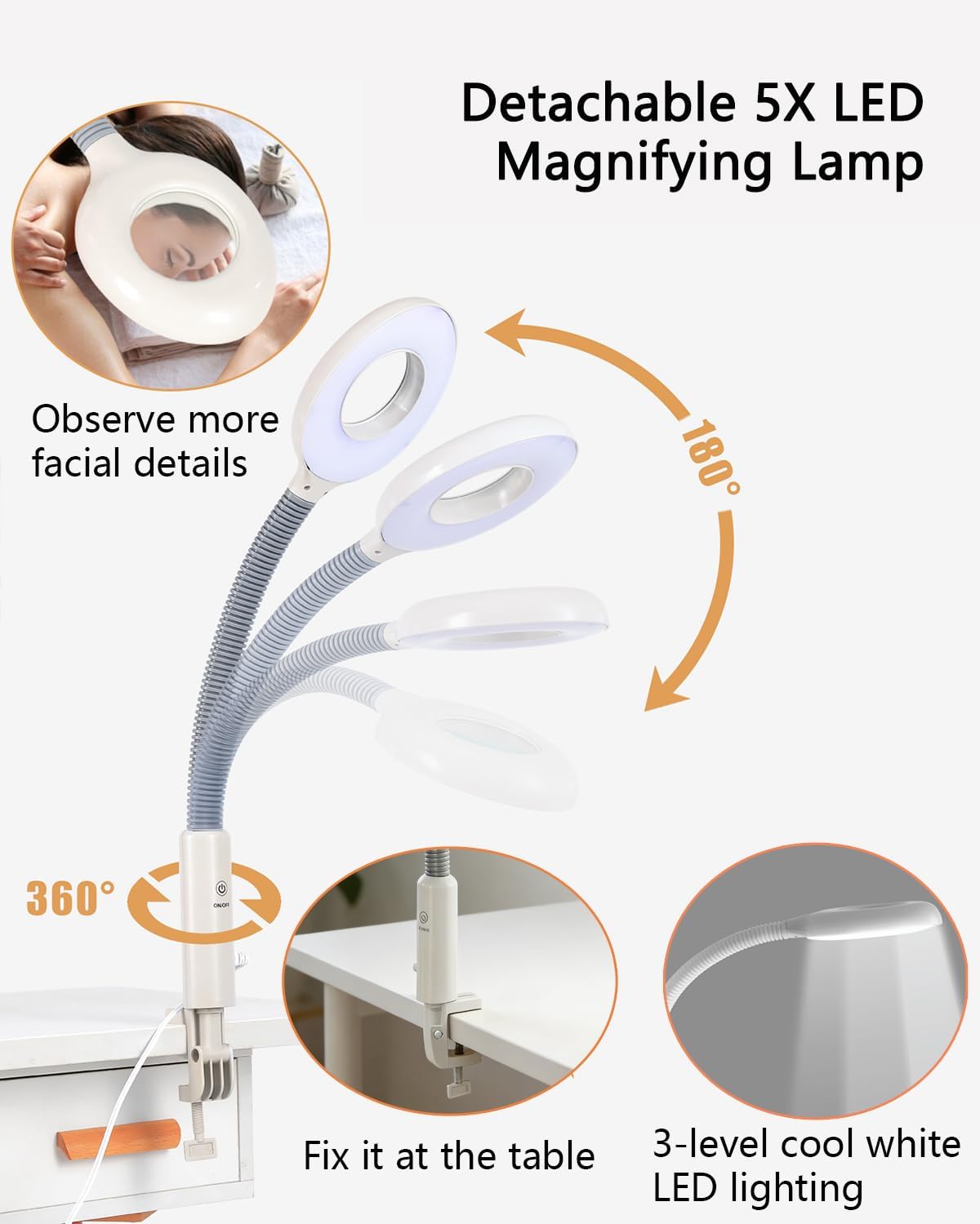 Professional Facial Steamer with 5X LED Magnifying Lamp 2 in 1 | Esthetician Face Steamer for Facial Deep Cleansing