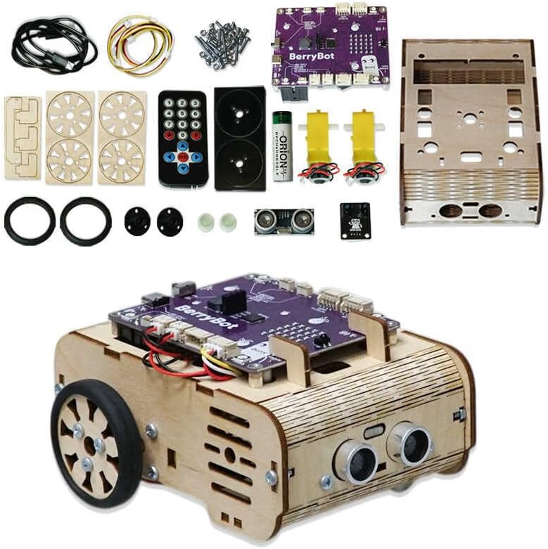 BerryBot – Programmable Robot Kit with Raspberry Pi RP2040 | STEM Learning, Graphical Coding, Easy Assembly, Obstacle