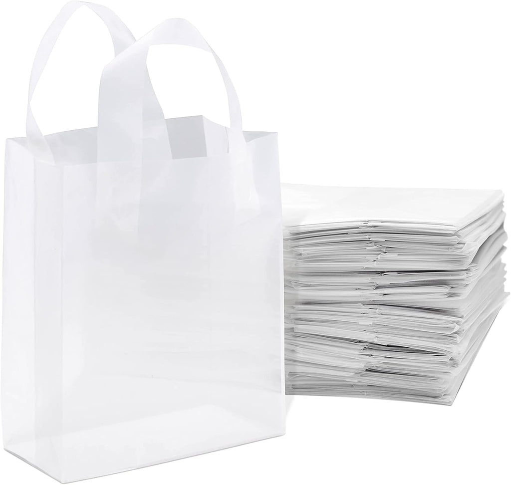 Clear Gift Bags with Handles, 8x4x10 Inch, 100 Pack