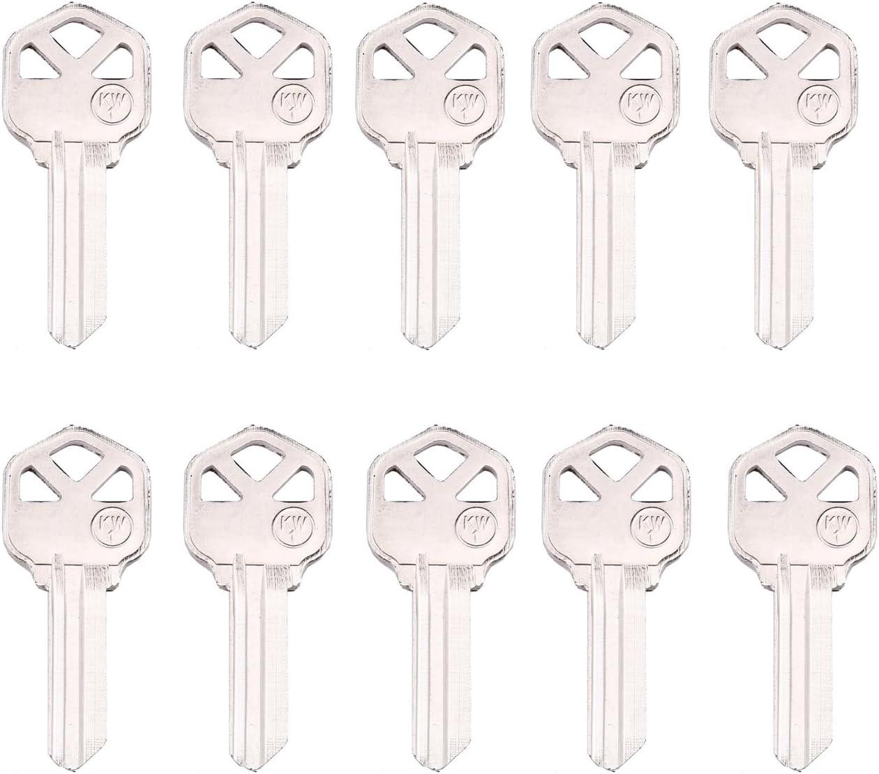 KW1 Brass Blank Key Blanks 10 Pack of Uncut Blank Keys Copper Structures Blank Keys