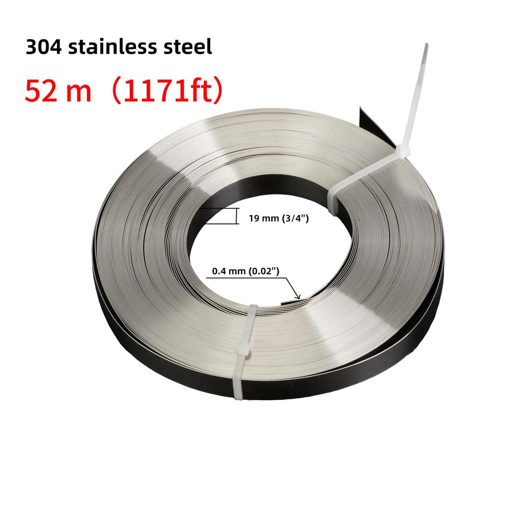 171 ft 304 Stainless Steel Strapping Coil Band, 3/4 in x 0.02 in (Thick), Cut-Resistance Anti-Corrosive, Heavy Duty