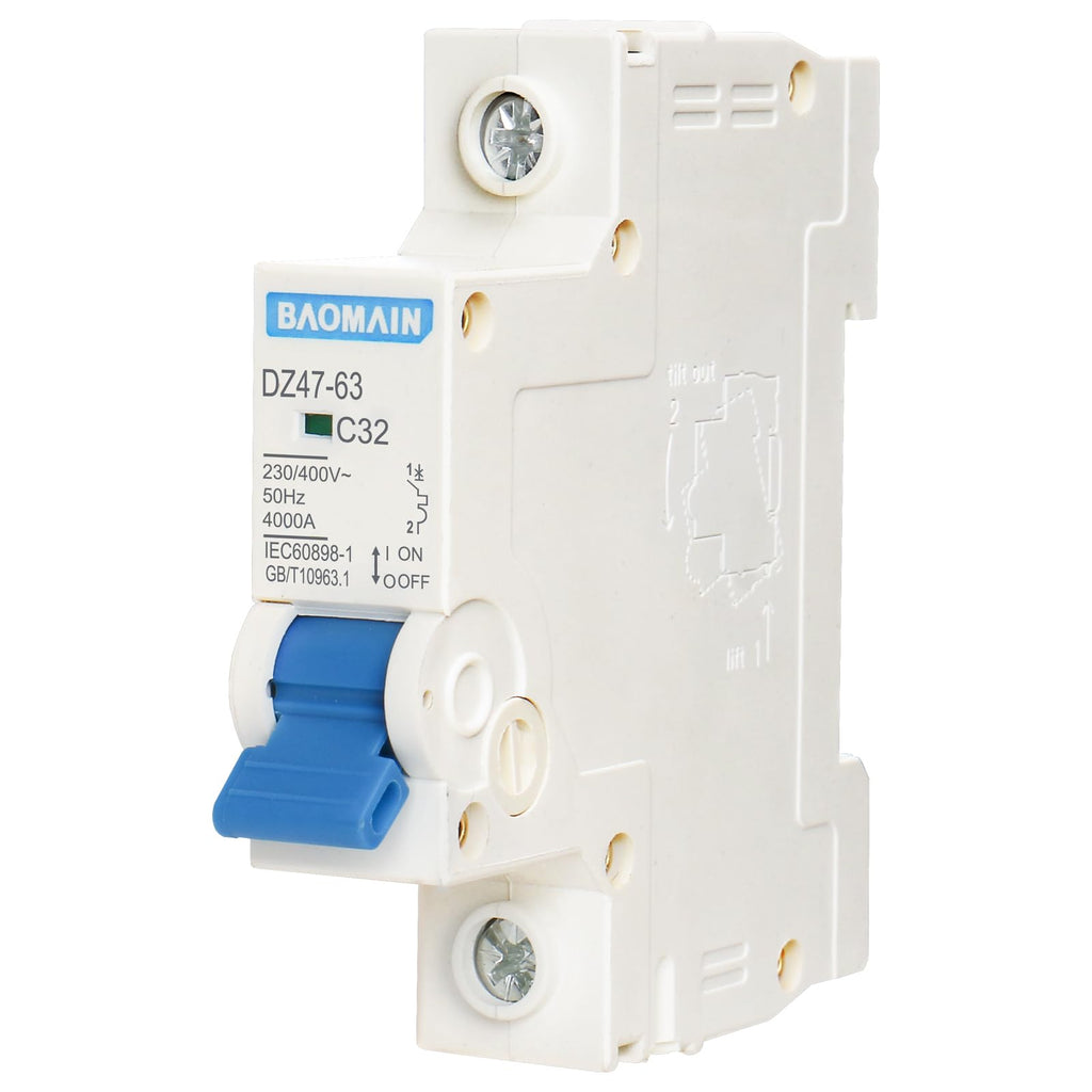 BAOMAIN 32A 1P C32 400VAC Circuit Breaker for Home/Business Load Centers