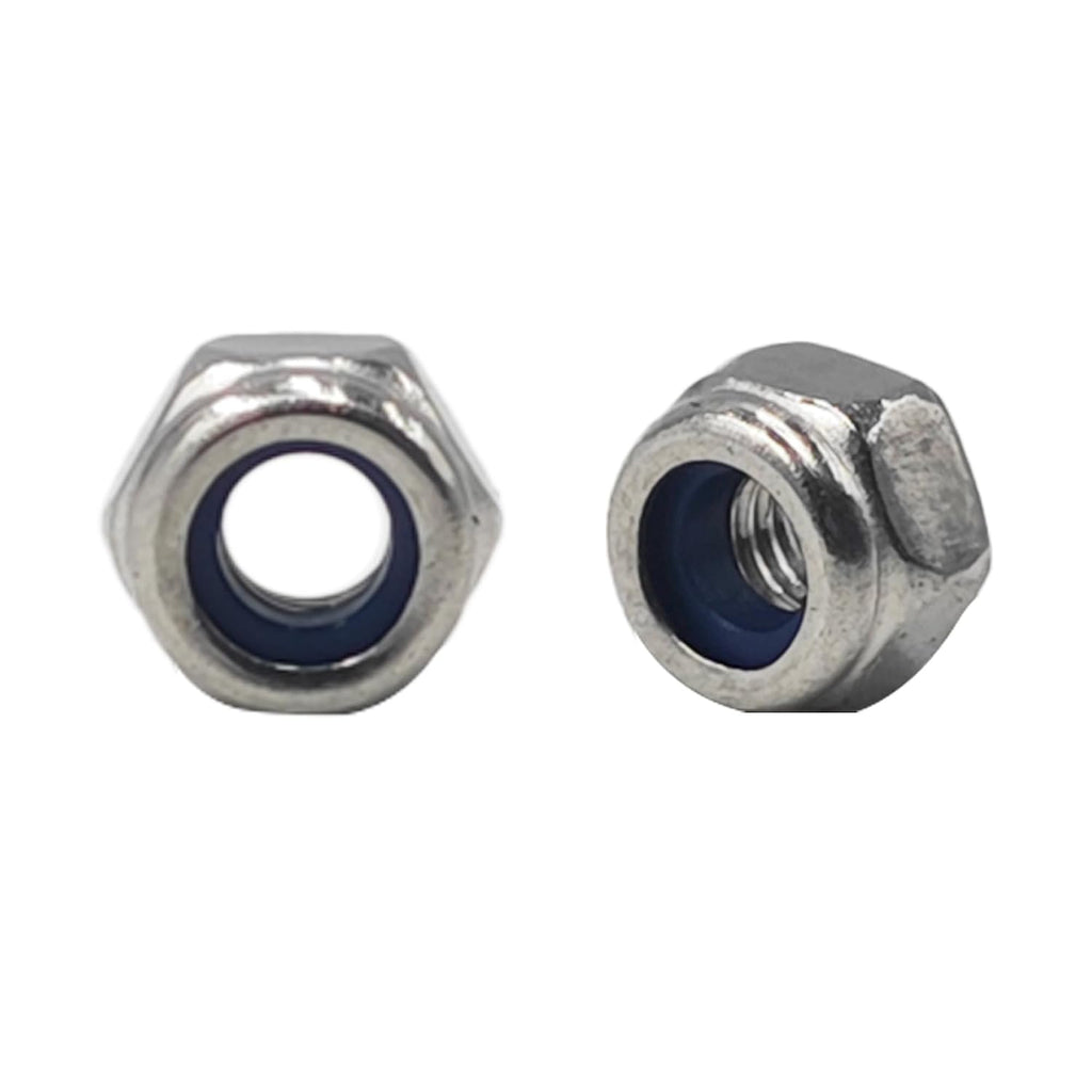 100Pcs M3-0.5 Nylon Hex Nuts, Nylon Insert Self-Locking Nuts 304 Stainless Steel, Metric Coarse Thread Lock Nuts DIN985 Standard