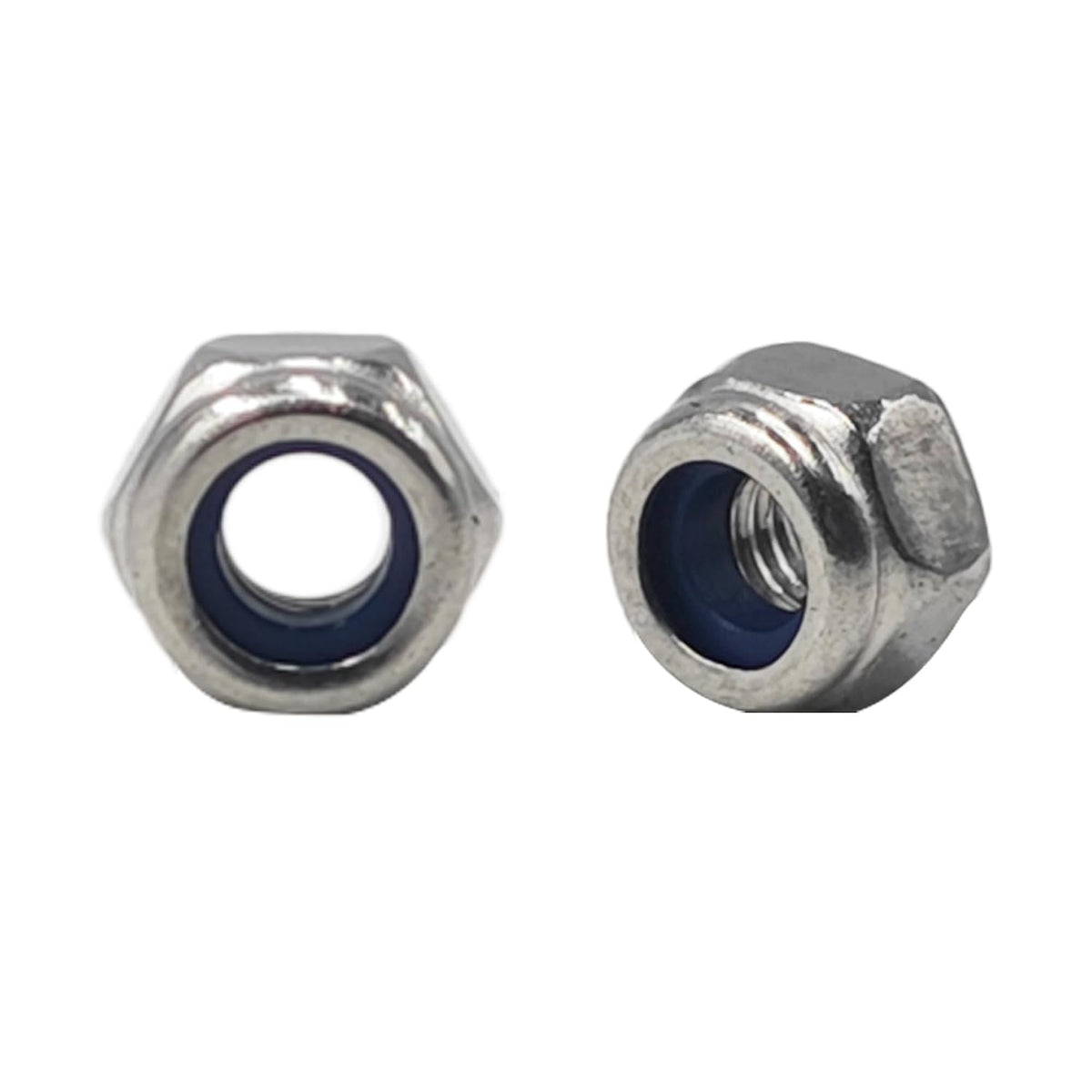 100Pcs M3-0.5 Nylon Hex Nuts, Nylon Insert Self-Locking Nuts 304 Stainless Steel, Metric Coarse Thread Lock Nuts DIN985 Standard