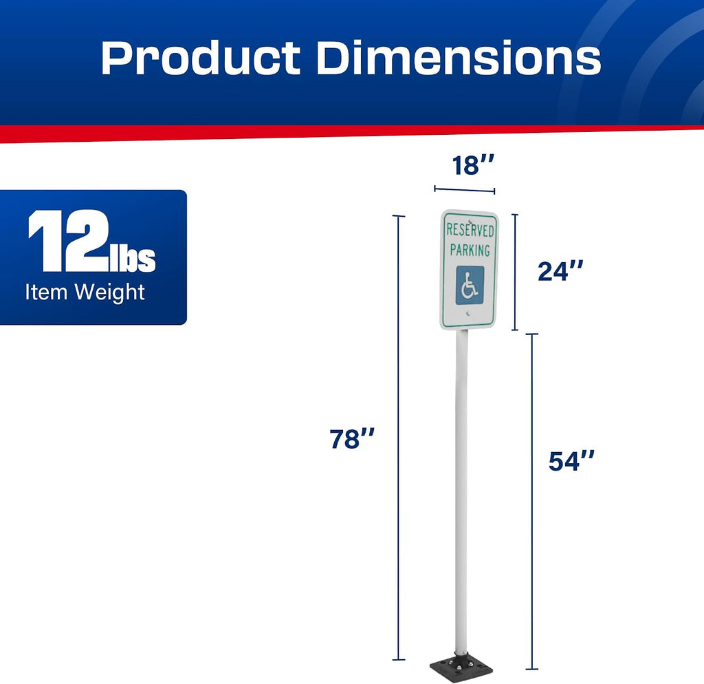 Impact Recovery - Sta-Rite Flexible Sign Post - Sign Holder - Handicap Parking Signs - Made in the USA - 78” Reserved