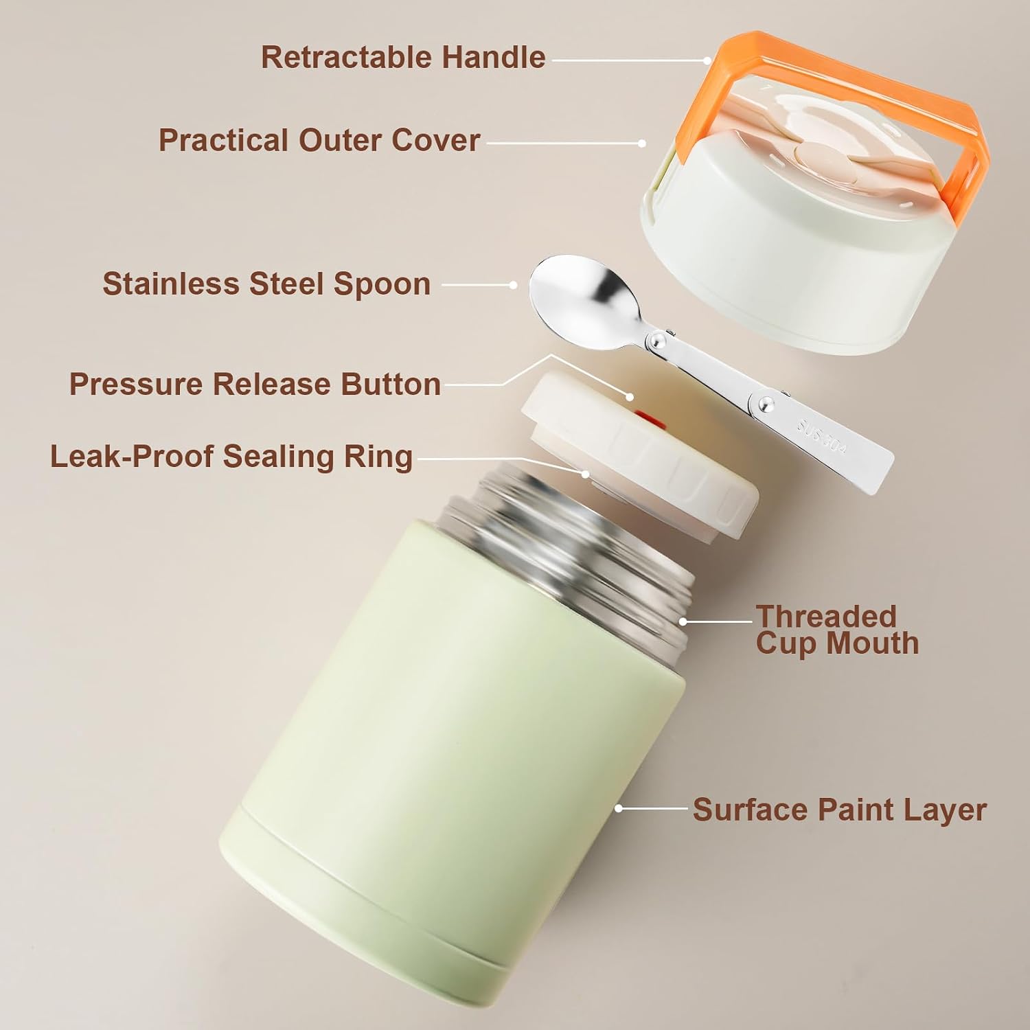 Soup Jar for Hot Food for Adults, 27 oz, 316 Stainless Steel | Vacuum-insulated food container has a wide mouth and