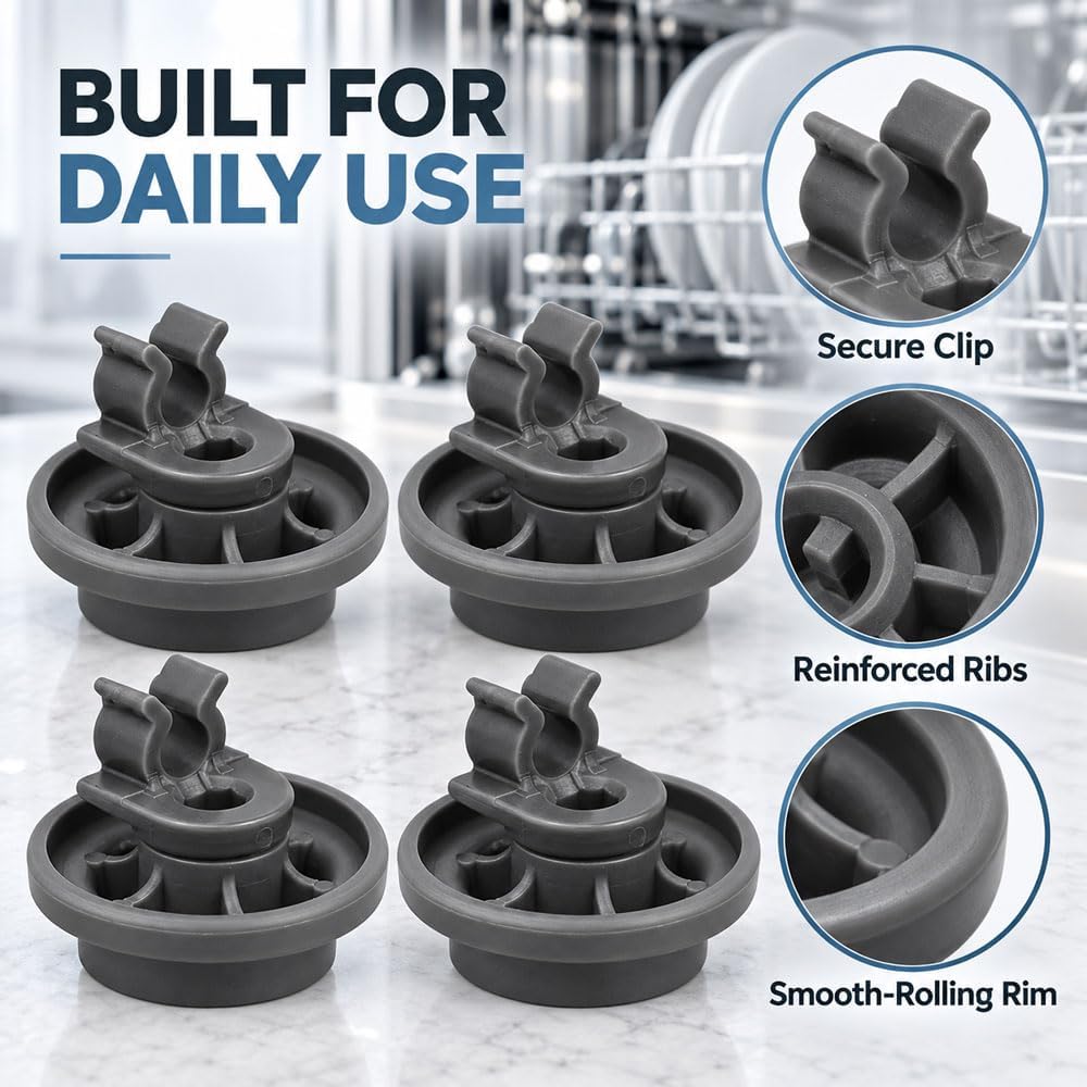 ·4-Pack Dishwasher Lower Rack Wheels for LG LDF5545ST/00