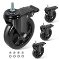 Caster Wheels 5 Inch, Swivel Threaded Stem Casters Set of 4 Heavy Duty 2400lbs, UNC 3/8" -16 x 1 (Stem Diameter 3/8"