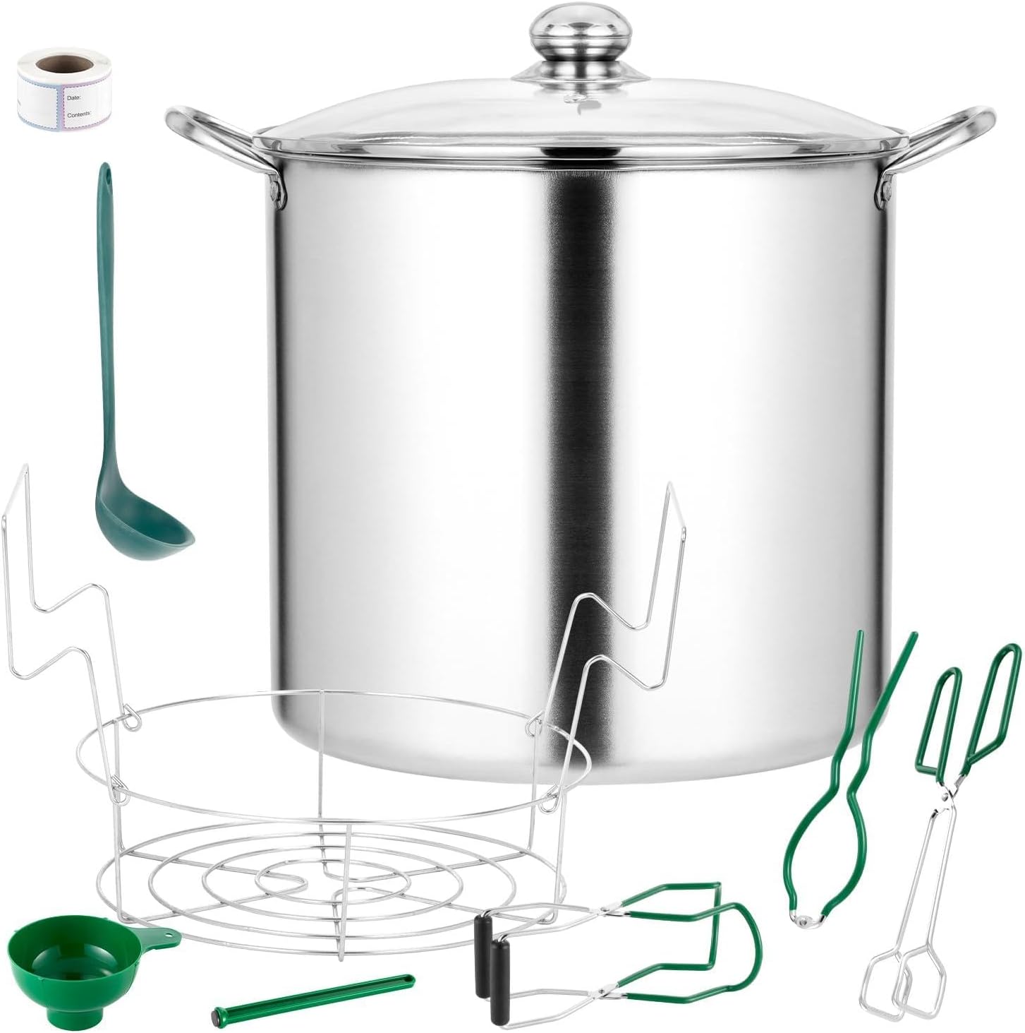 21.5 QT Stainless Steel Canning Pot with Lid and Rack, Stainless Steel Water Bath Canner,Canning Supplies Starter Kit