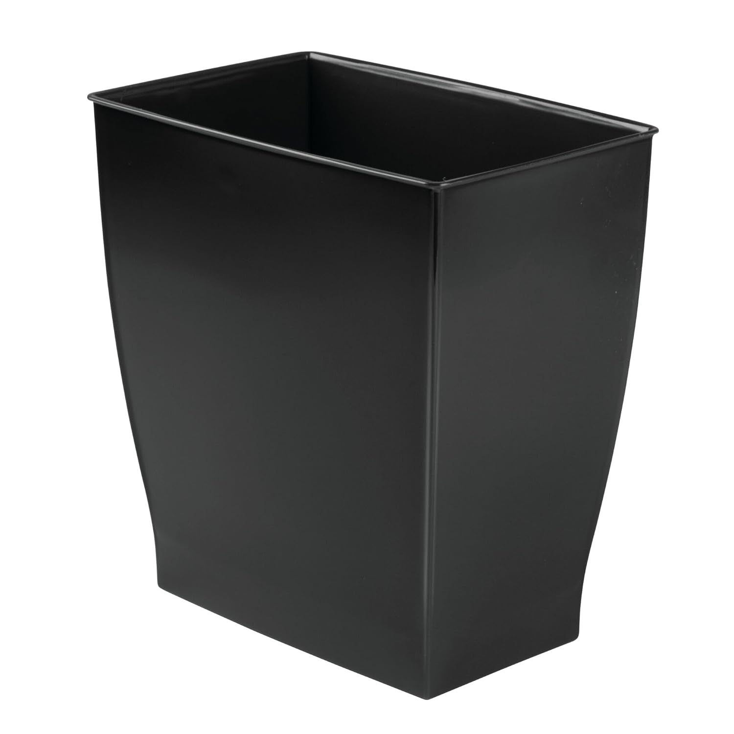 Small Plastic Bathroom Trash Can, Black | Slim Rectangle