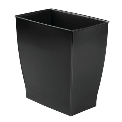 Small Plastic Bathroom Trash Can, Black | Slim Rectangle