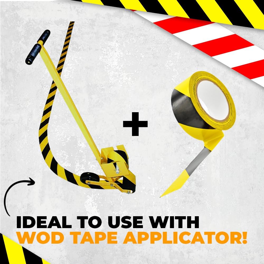 WOD VSWTL187 Floor Marking Safety Stripe Tape, Black & Yellow, 3 inch x 18 yds. For Marking Social Distancing