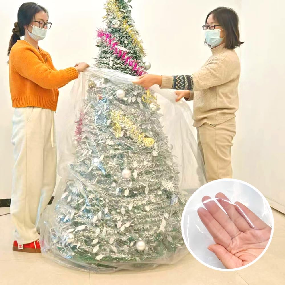 Christmas Tree Removal Bag 9-Feet Tall by 6-Feet Wide Christmas Tree Disposal Bag Plastic Patio Furniture Cover Large