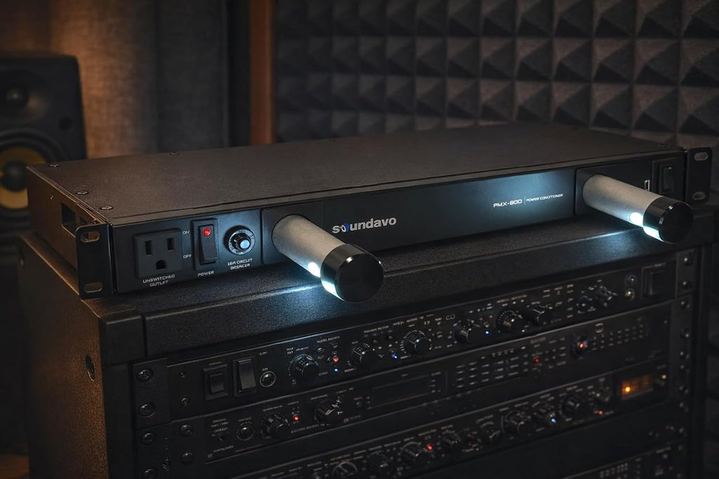 PMX-800 Rack-mount 1U Power Conditioner/Surge Protection - Noise Filtering with 2 Front-panel Pull-out LED Lights (No