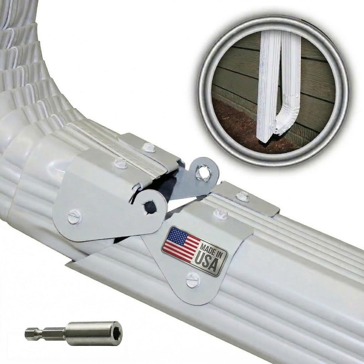 Downspout Gutter Hinge, Flip-Up Extension Hinge, 1 Pack, White
